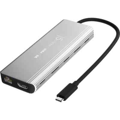 Концентратор J5create USB-С 6-in-1 2xUSB 3.2 + USB-C PD 100W + USB-C + HDMI 8K + RJ45 2.5Gbps aluminum (JCD403-N) Винница
