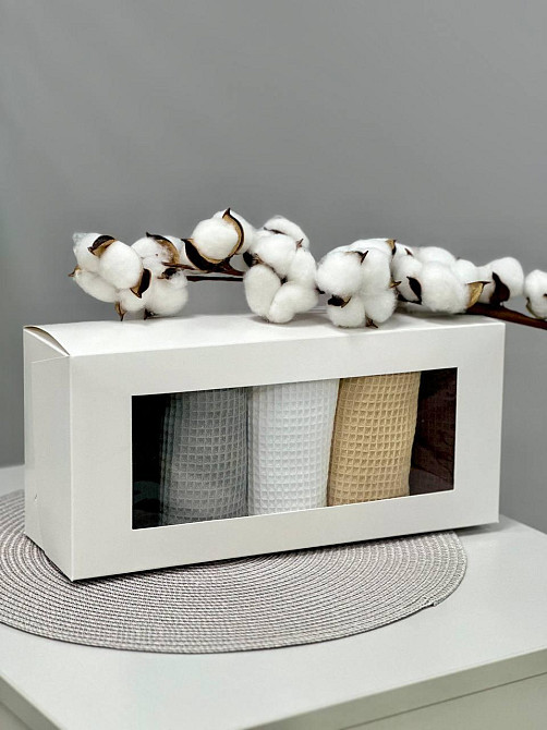 Подарунковий набір вафельных полотенец Ideal Textile 6 шт (56860964) монохром Чернівці - фото 2