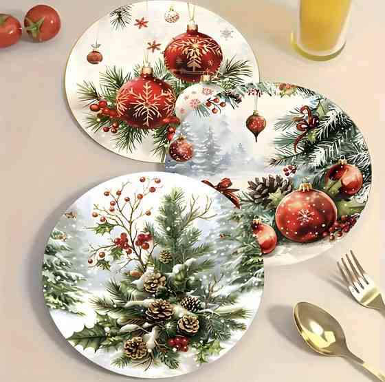 Комплект різдвяних підставок під чашки 6 шт №7 Смела