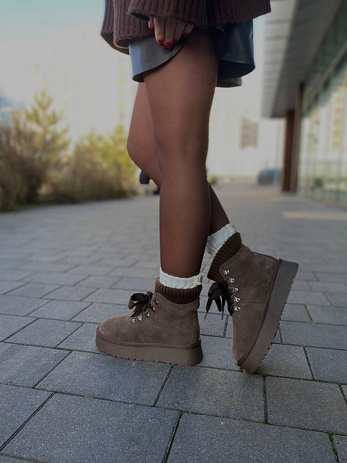 Угги жіночі HENGJI T007-7 шоколадні (зима, замша натуральна) (6163) Коломыя - изображение 2