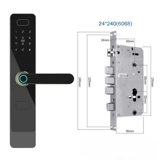 Смарт замок кодовий розумний дверний KHS-DA01 з відбитком пальця і ключ-картою і розблокуванням по обличчю, чорний Кам'янець-Подільський