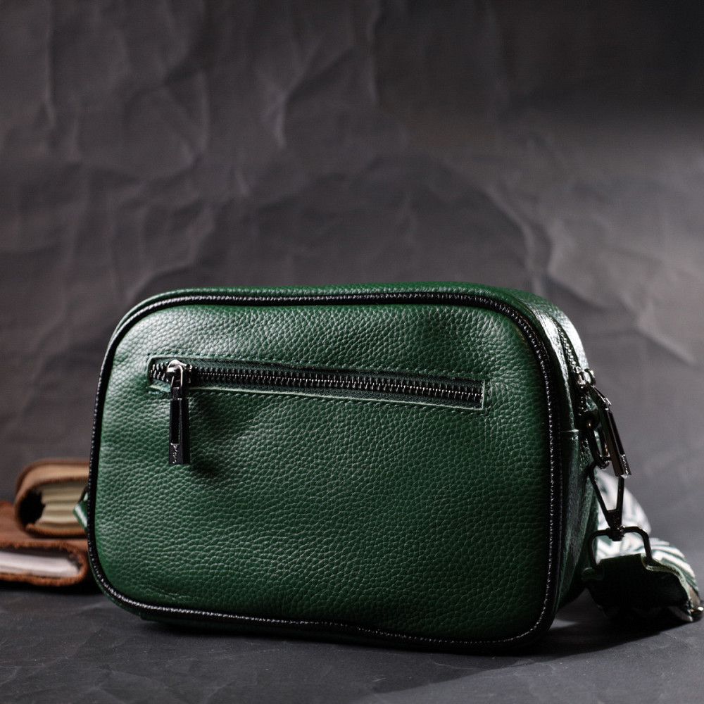 Сумка через плечо на одно отделение из натуральной кожи Vintage 22384 Зеленая Киев - изображение 10