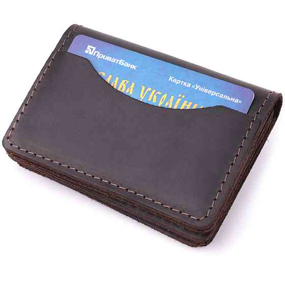 Стильная обложка на автодокументы в винтажной коже GRANDE PELLE 22873 Темно-коричневая Киев