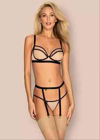 Жіночий комплект прозорий  Obsessive  Nudelia set тілесний S-M Славута