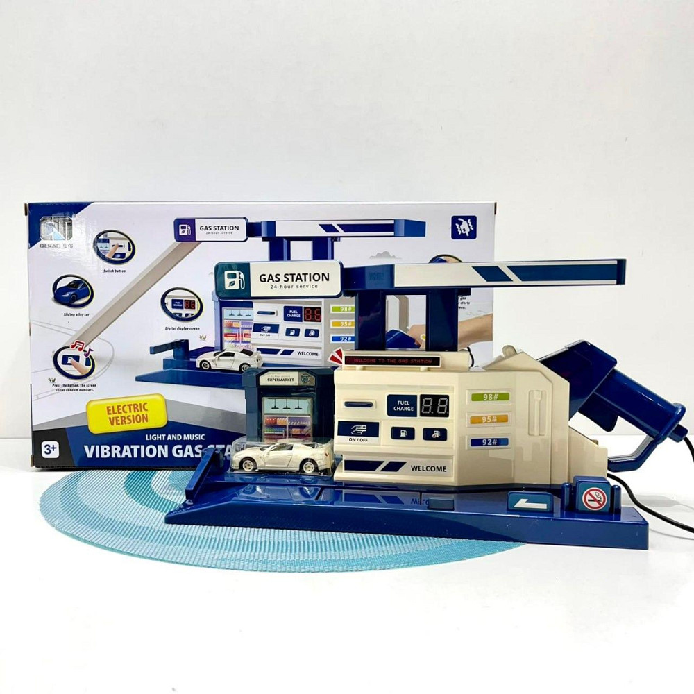 Набір Автозаправка для дітей зі звуком машинка в комплекті Біло-синій (CM559-22M) Чернігів - фото 1