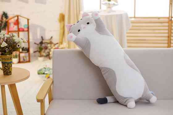 Іграшка обіймашка Кіт Батон, м'яка іграшка антистрес, подушка обіймашка, 70 см, Сірий Киев