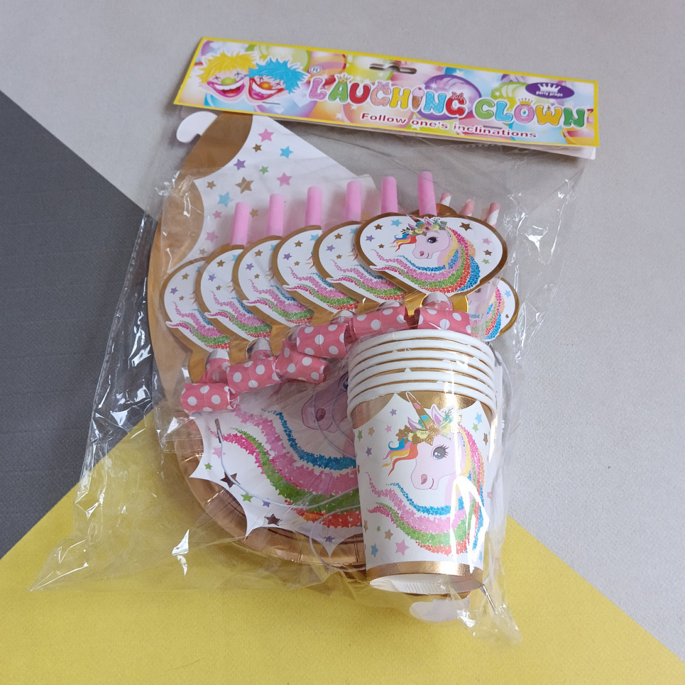 Набір до дня народження на 6 персон, 36 предметів: окуляри, стакани, тарілки 18см, дудочки, ковпачки, Київ - фото 2