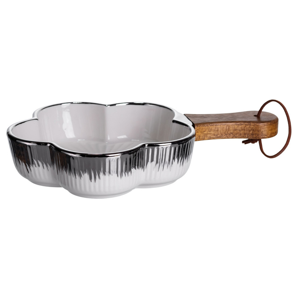 Глубокая фарфоровая тарелка с ручкой 