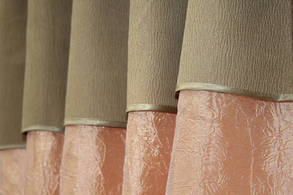 Кухонні штори VR-Textil № 073к з ламбрекеном і підхватами персиковий з світло-кавовим 285х170 см (52-0171) Київ - фото 4