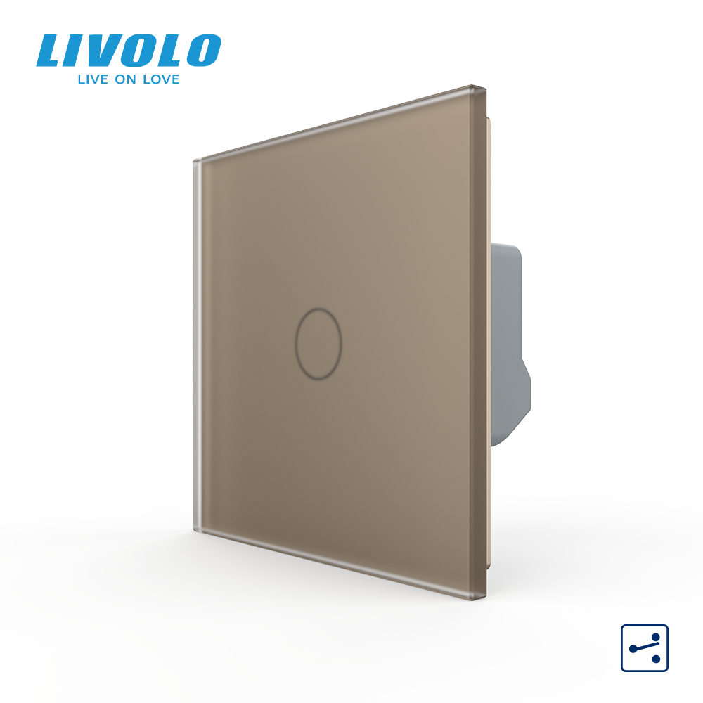 LIVOLO Сенсорний прохідний / перехресний вимикач LIVOLO, 5А 230В, золотий матове скло Коломия - фото 1