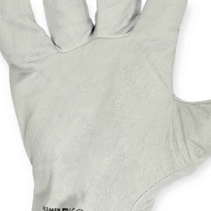 Рукавички 25см шкіра овеча, біла, манжет з вшитою гумкою Мукачево - фото 1