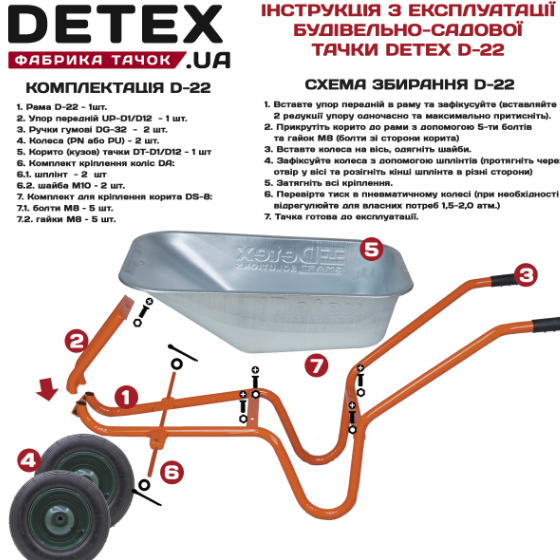 Тачка садово-будівельна D-22 двоколісна 100л 230кг 15" (4,00-8) пневматичне ALTRAD Житомир - фото 3