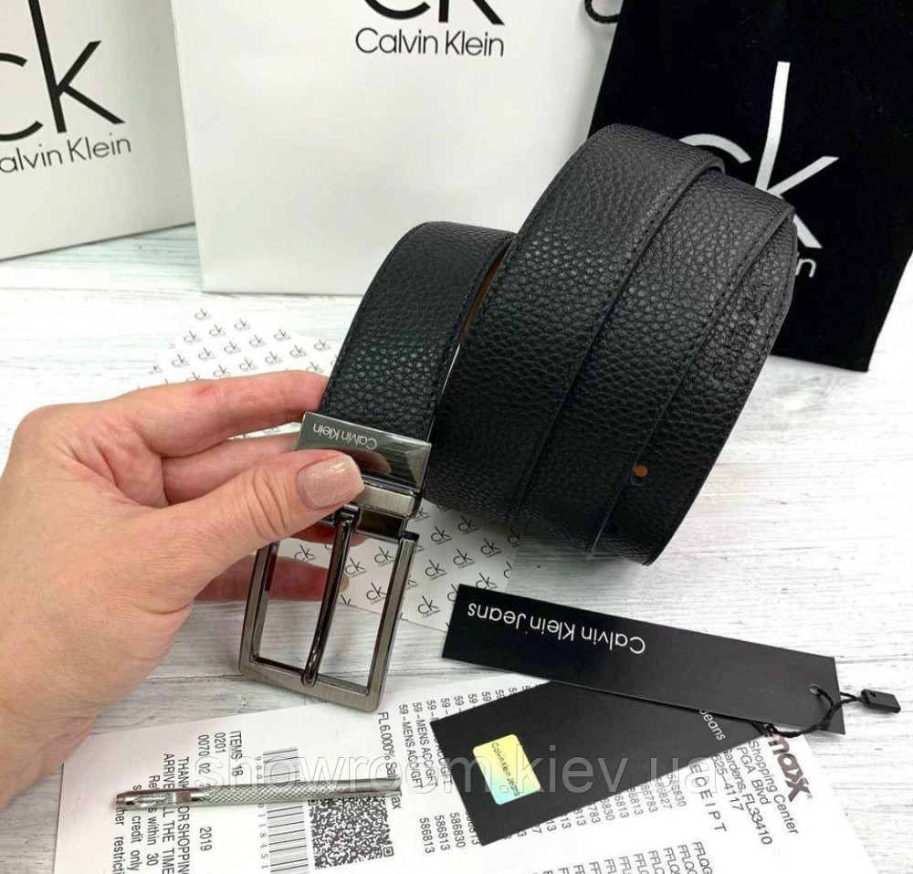 Двусторонний кожаный ремень в подарочной упаковке (454) черный/светло коричневый Киев - изображение 1