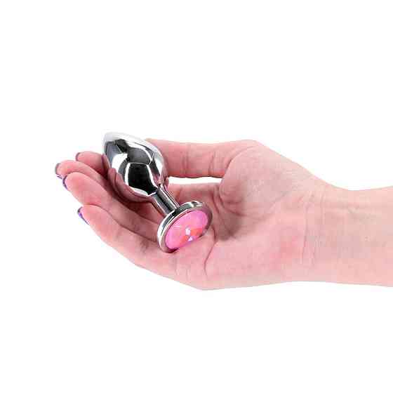 Анальна пробка NS Novelties Rear Assets — Silver — Medium — Pink Gem Sex Aura Київ