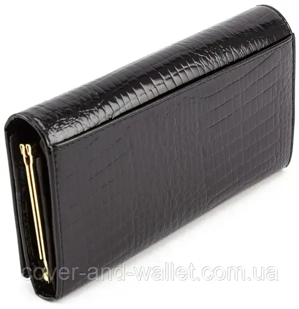 Чорний шкіряний лаковий гаманець з великою монетницьою Marco Coverna MC-403-1010-1 Київ - фото 3