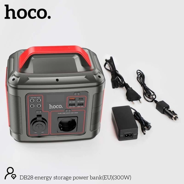 Портативна зарядна станція Hoco DB28 80000mAh (300W) Серо-червона Вінниця - фото 8