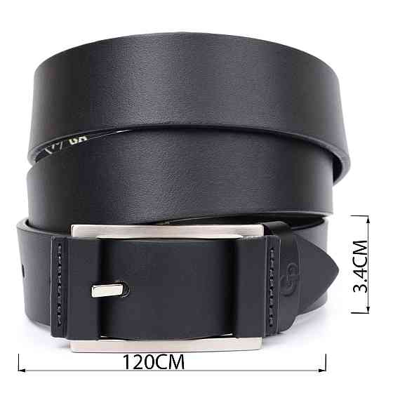 Брючний шкіряний ремінь для чоловіків з квадратною пряжкою GRANDE PELLE 11679 Чорний Київ