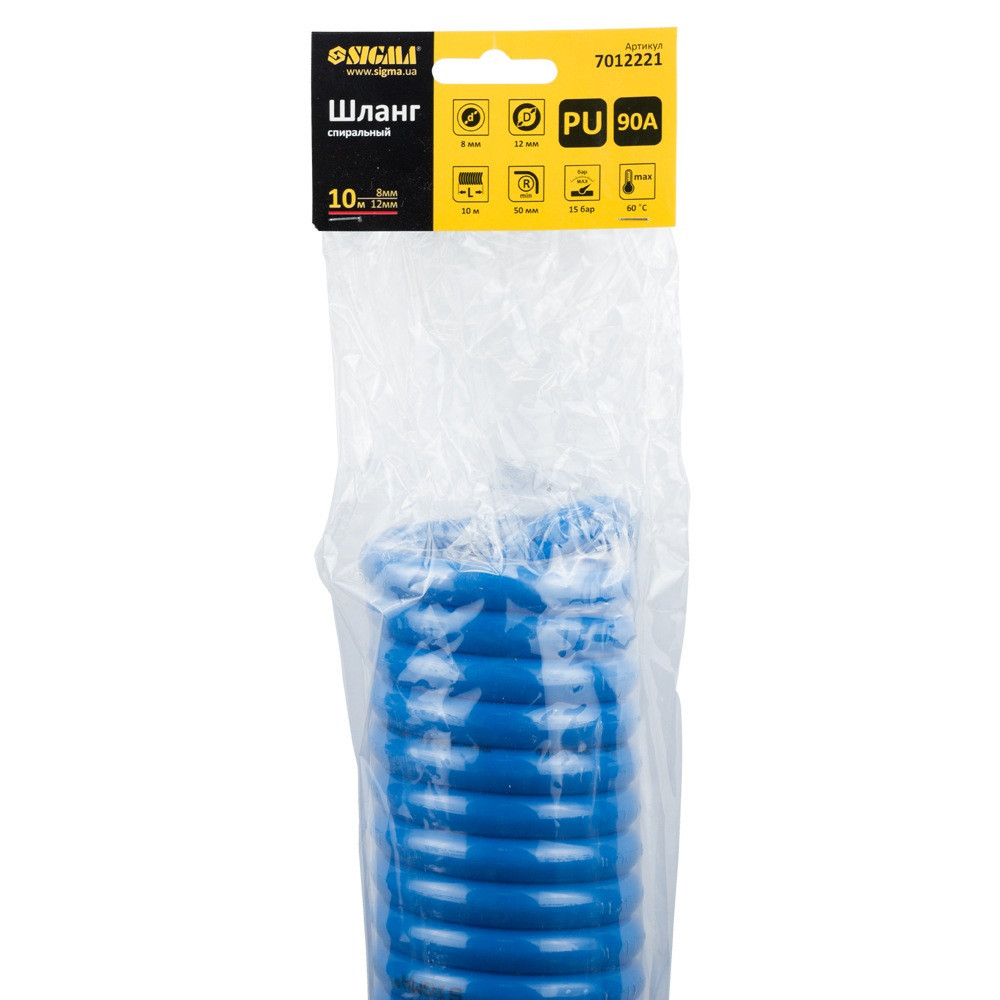 Шланг спиральный полиуретановый (PU) 10м 8×12мм SIGMA (7012221) Ровно - изображение 4