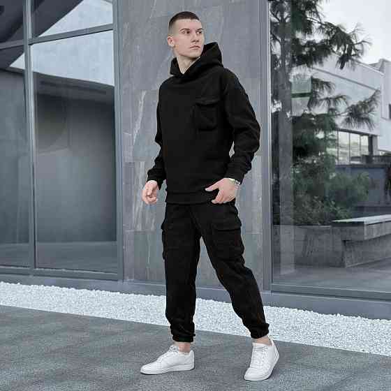 Чорний спортивний костюм чоловічий Pobedov Winter. Комплект спортивний зимовий чоловічий кофта зі штанами Київ