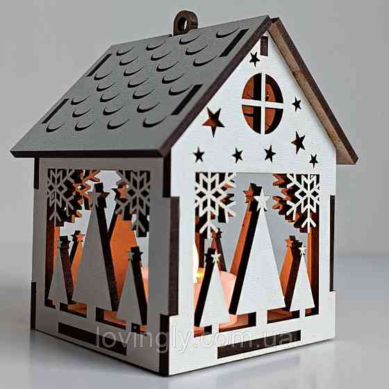 Новорічні іграшки з LED підсвіткою. Будиночок 10см Декор "Ялинки". Ірпінь