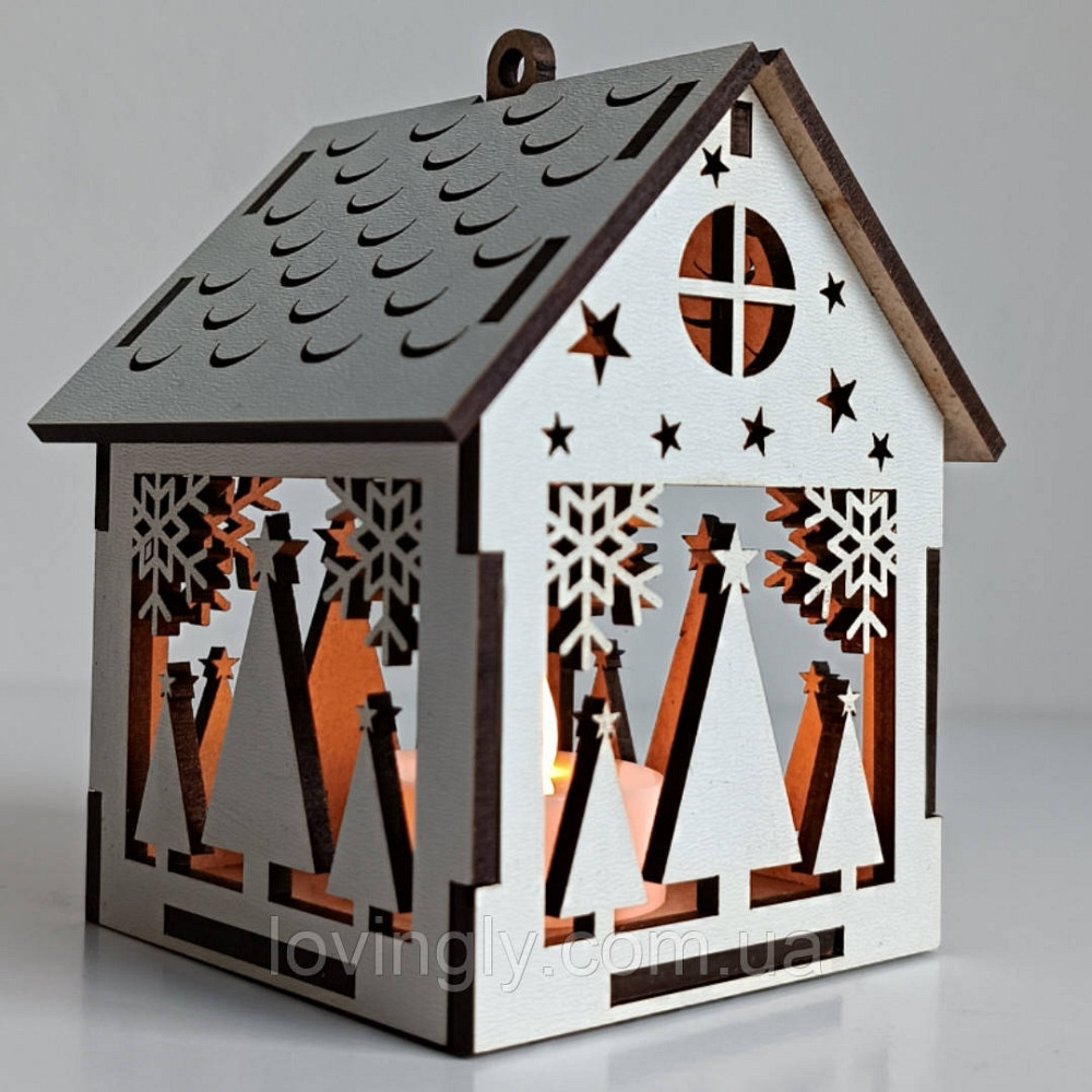 Новогодние игрушки с подсветкой LED. Домик 10см Декор 