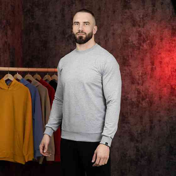 Світшот чоловічий однотонний сірий Pobedov 001 Київ