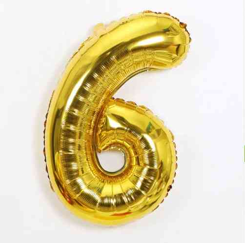 Шарик цифра 6 фольгированная 16 дюймов золотистый Киев