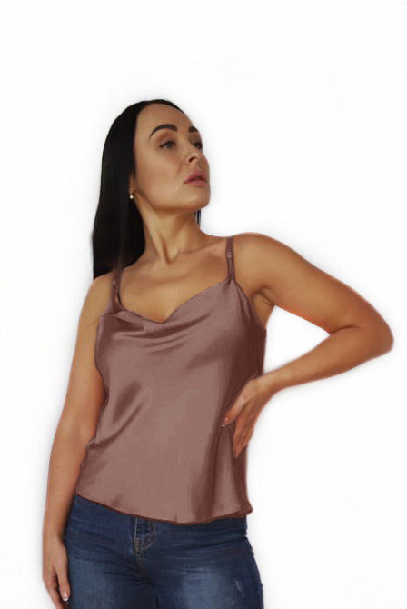 Базова майка жіноча хомут шовк Какао L Харків - фото 1