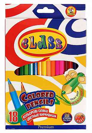 Олівці кольорові 18 кол. "Class""Premium" шестигранні, 1618/2C, шт Київ
