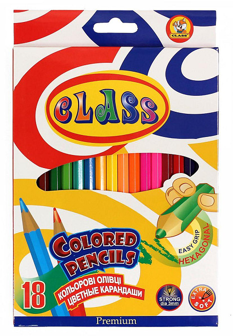 Олівці кольорові 18 кол. "Class""Premium" шестигранні, 1618/2C, шт Київ - фото 1