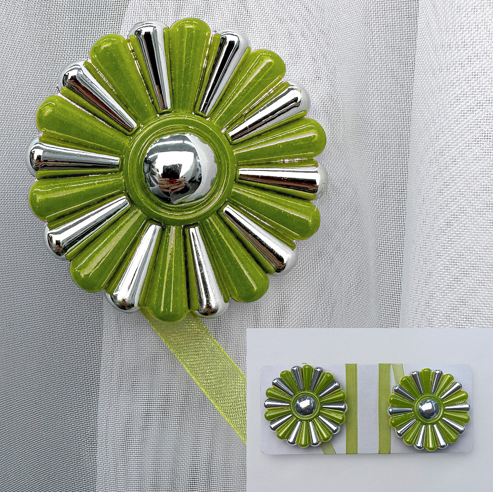 Магниты для штор и гардин Хризантема набор 2 шт Оливковый с серебристым (81-300) Киев - изображение 1