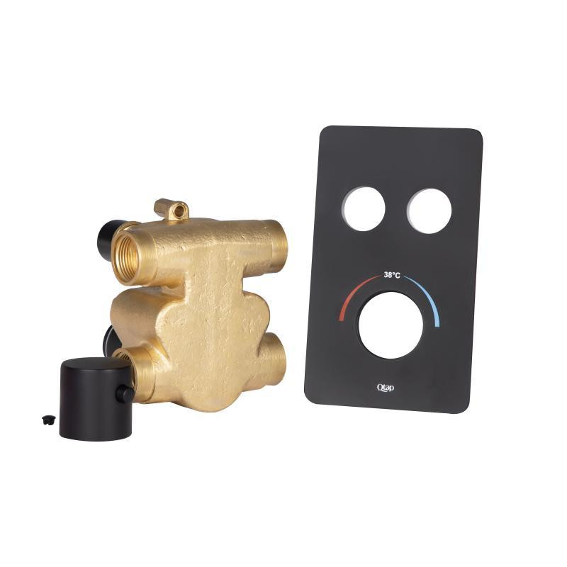 Смеситель для душа скрытого монтажа, термостатический Qtap Votice на два потребителя QTVOT6442T105NKB Black Харьков - изображение 4