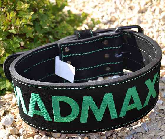 Пояс для важкої атлетики MadMax MFB-301 Suede Single Prong шкіряний Black/Green L Кам'янське