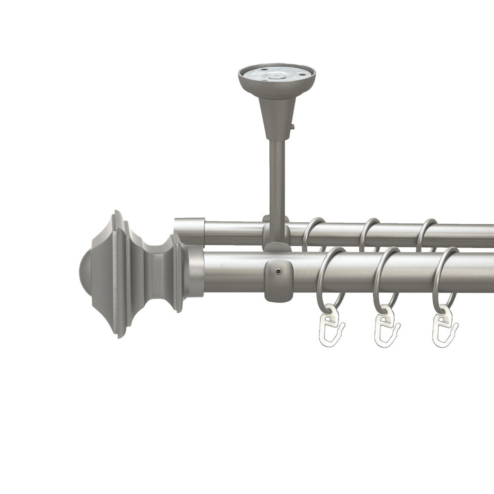 Карниз Orvit Борджеза металевий дворядний відкритий до стелі гладка труба кільце металеве Сатин 25\16 мм 200 Львов - изображение 1