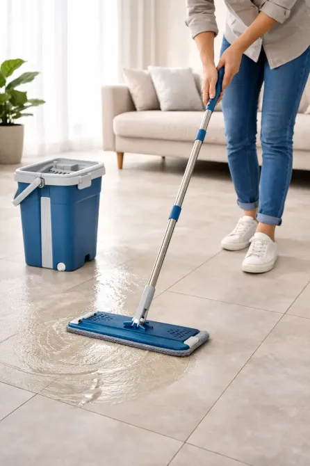 Швабра с ведром 11л с автоматическим отжимом + 2 насадки / Комплект для уборки швабра лентяйка и ведро Серая Коломия - фото 1