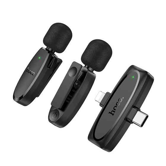 Бездротова мікрофонна система HOCO L15 dual-mic (iP/Type-C) Black Одеса