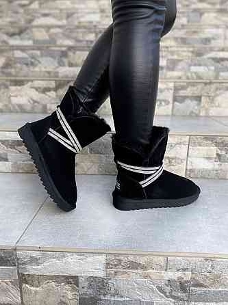 Угги жіночі OUQIDAGENI чорні натуральна замша зима висота 16 см (4208) Коломыя