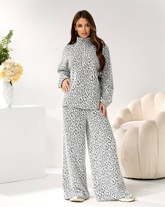 Женский стильный теплый принтованный костюм, альпака принт Одесса - изображение 4