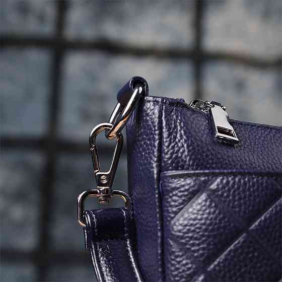 Сумка жіноча з натуральної шкіри з двома ремінцями Vintage 22928 Синій Київ