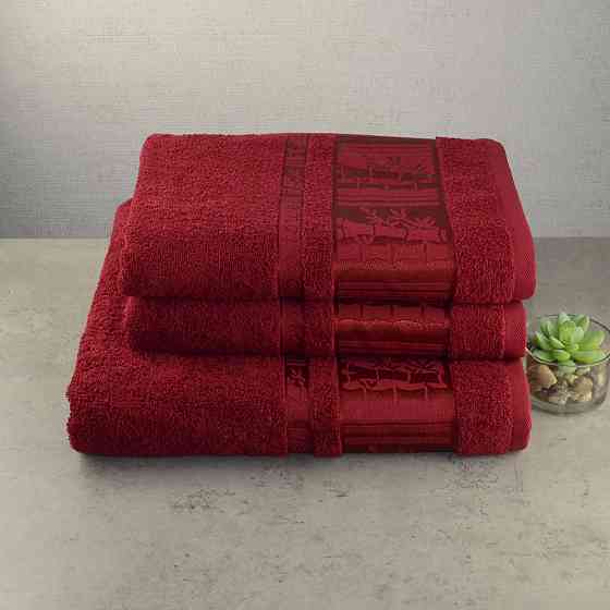 Набір рушників для ванни 3шт GM Textile 50х90см, 50х90см, 70х140см BambooN 450г / м2 (Червоний) Суми