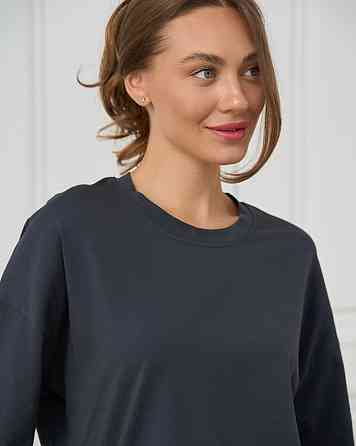 Футболка женская оверсайз круглое горло Nicoletta - Тёмно-серая Киев