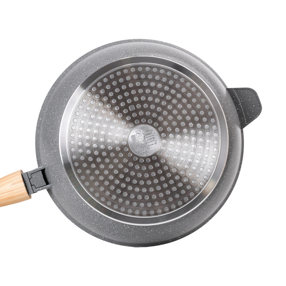 Алюмінієва глибока сковорода (3,5 л) зі скляною кришкою Ø28 см сіра MGC HP-4-465G Київ - фото 3