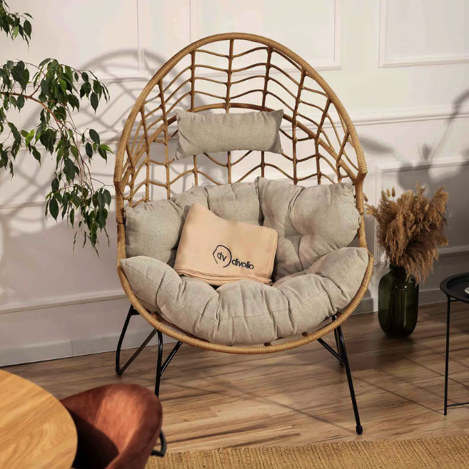 Крісло-кокон ротангове Di Volio Alcamo для відпочинку бежевий Киев - изображение 7