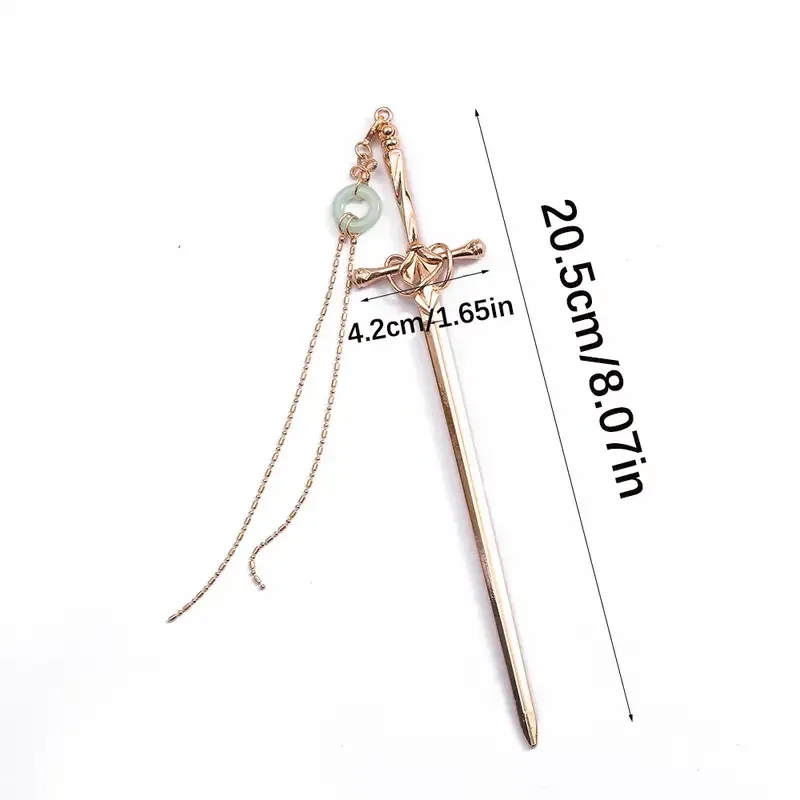 Шпилька для волосся «Меч» 20,5 см – золота, китайський стиль, підвіс 4,2 см Київ - фото 3