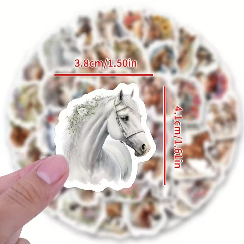 Набор стикеров с лошадьми в акварельном стиле – 50 шт Киев - изображение 3