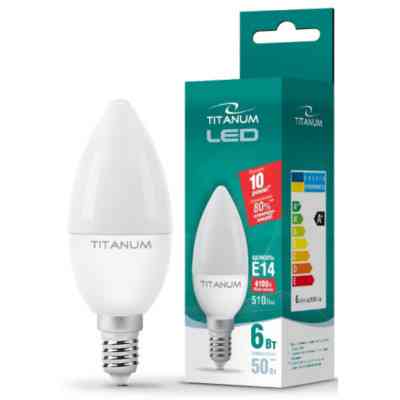 Лампочка TITANUM C37 6W E14 4100K 220V (TLС3706144) Винница