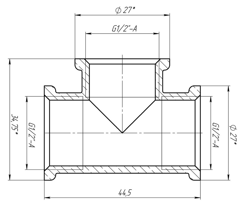 Трійник 1/2″ВВВ латунний LT331S OPTIMUM (000030987) Київ - фото 2