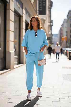Жіночий повсякденний костюм футболка зі штанами Блакитний 42/44 Харків