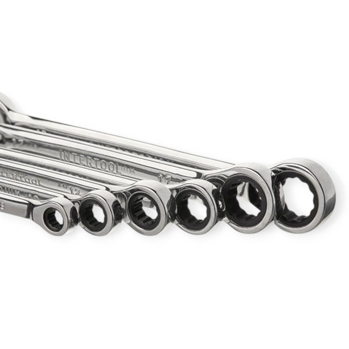 Набір ключів ріжково-накидних з тріскачкою 8-19 мм 12 шт (планшет) CrV Мукачево - фото 3