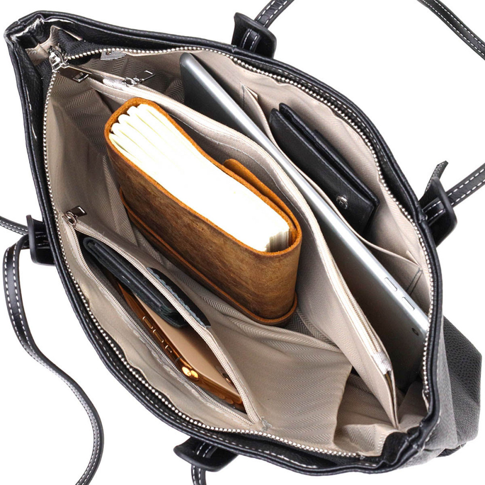 Вместительная женская сумка из натуральной кожи 22082 Vintage Черная Киев - изображение 7